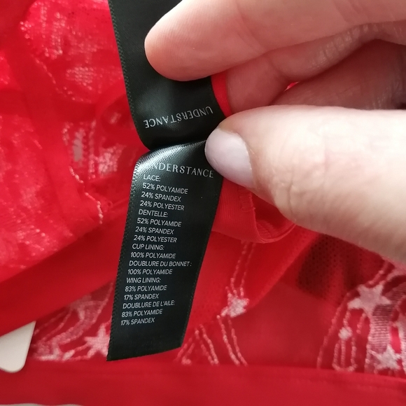 NWT Understance Triangle Lace Bralette In Goji Berry Red Lace 32B - Picture 14 of 16